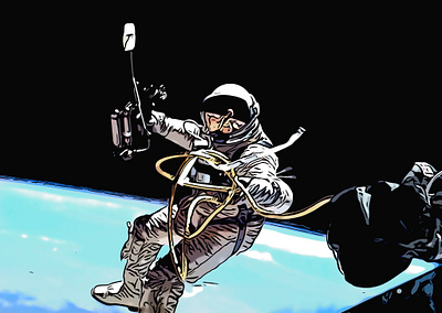 Space Man illustration nasa pop art space