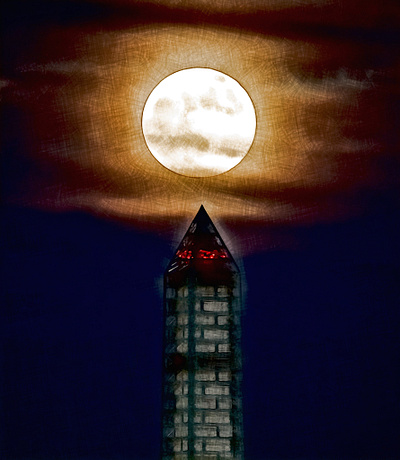 Moon Over DC illustration moon neo noir pop art space