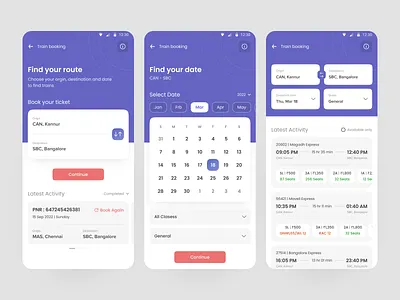 Ticket Booking App animation app booking branding clean design illustration logo new train ui ux vector