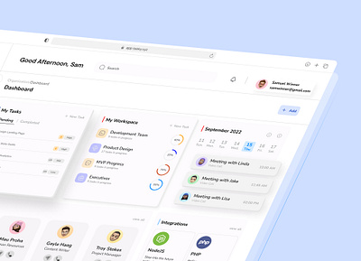 Tasky Dashboard UI Design - Manage Tasks dashboard design landing page screen ui uiux