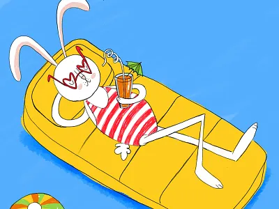 Pool Bunny art for kids bunny illustration childrens book childrens illustration cute drawing cute illustration illustration kids lit rabbit illustration summer summer fun