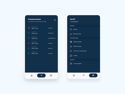 Diga App [Transacciones, Perfil] android app app design figma inspiration ios mobile ui uiux ux