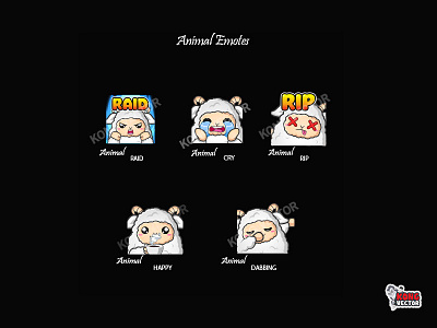 Animal Twitch Emotes cartoon design emoji emote emotes illustration twitch twitchemote twitchemotes