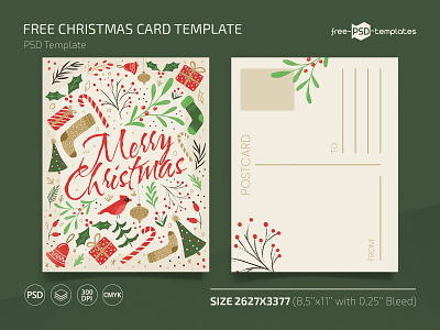 Free Christmas Card Template card cards christmas event events free freebie holiday holidays merry christmas photoshop post postcard psd template templates winter xmas