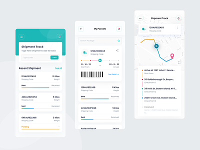 QuTrack - Mobile app tracker for shipping app delivery designer figma indonesian shipment shipping sketch tracker tracking ui