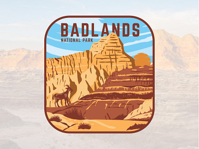 Badlands National Park, South Dakota. adventure adventure illustration badge design badlands brand designer graphic designer illustration illustration artist logo design logo designer logo ideas logo maker logo types national park nationalpark usa outdoor logo outdoors tshirt design tshirt designer wacom