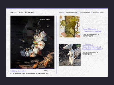Louisville Art Directory Redesign art gallery design directory hero landing page neobrutalist ui ux web design website