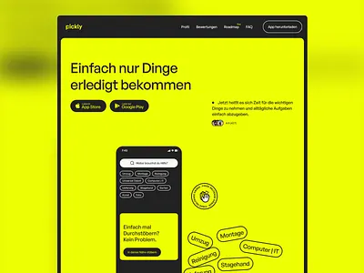 🔍 PickAnAnt Rebranding Concept | Landing Page Hero Header app download app landing page black clean design hero header hero section icons landing page light theme minimal typography ui ui design ux ux design web web design website yellow