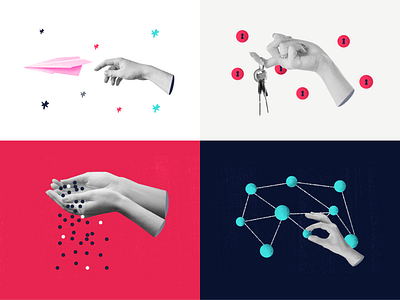 Hand gestures / collage graphic design illustration