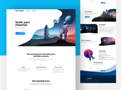 ASTRONAUD, Landing Page for YouTube monetization on WordPress. animated design animation bootstrap branding cms css graphic design landing page minimalist multi pages ui web design website wordpress youtube monitization