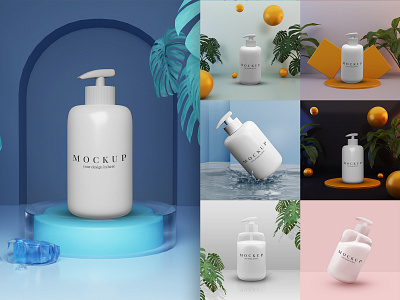 3D Realistic Cosmetic Bottle Mockup 3d mockup bottle bottle mockup branding cosmetic bottle cosmetic mockup cream bottle cream tube design lotion bottle lotion mockup mockup psd shampoo shampoo bottle shampoo mockup shower gel soap bottle template tube