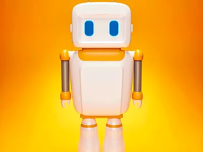 Cartoon robot 3d 3d art ai blender branding character design future illustration modern orange robot ui white