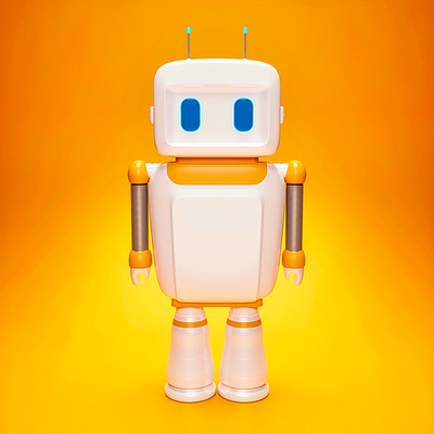 Cartoon robot 3d 3d art ai blender branding character design future illustration modern orange robot ui white