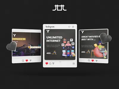 Social Media Posts 3d 5g advertising branding design graphic design illustration social media telecom unlimited internet