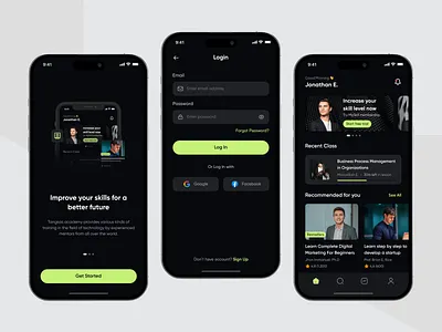 Tangkas - Online Course Mobile App academy app black clean course design e course e learning learning minimal online course online learning school startup teacher ui