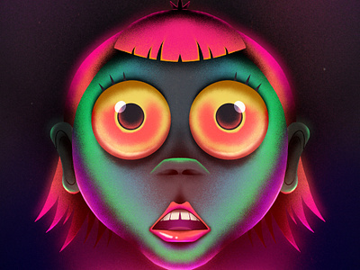 Floating Head character design character girl creepy eyes float florian farhay girl girl character girl face gradient gradient design head horror illustration neon portrait scary synthwave woman woman head