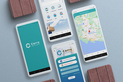Carry, Courier Service App on React Native. admin panel android app app design branding courier courier delivery design geo location graphic design ios javascript laravel logistics mobile app parcel delivery react react native ui ux