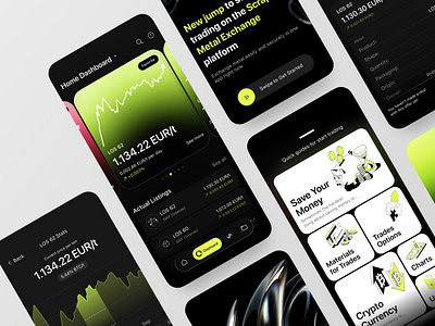 Kick-start with Scrapex app business charts crypto currency exchange interface mobile ui ux