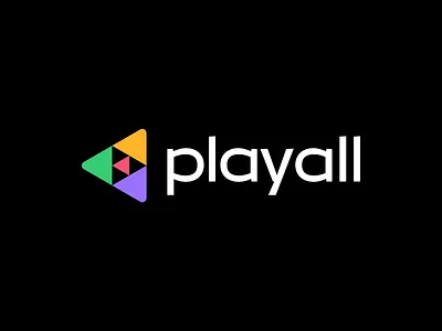 Playall Logo Design branding clean logo flat icon iconic logo logo minimal modern logo play play all logo play logo playall tech logo technology logo typography