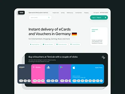 eVouchers webshop: Key visual #2 b2c business cards credit evouchers finance fintech gift cards redeem cards web website