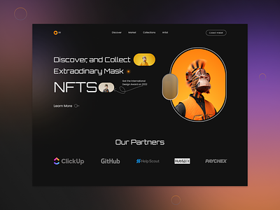 NFT Website🌐 Landing Page📄 art collect design design page digital discover extraodinary graphic landing page mask nft nft design nft landing page nft website page ui uiux ux web page website design website landing page