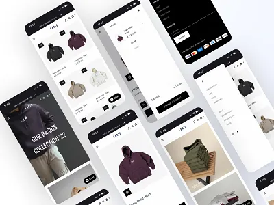 Farid Apparel - E-Commerce Mobile Screens branding clothing brand e commerce e commerce shop ecommerce ecommerce business fashion fashion app fashion mobile app mobile app online shop online store ui design ux
