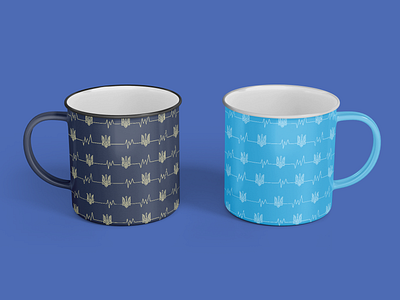 Cup with Ukrainian national trident heartbeat pattern cup graphic design illustration patterns trident ukraine