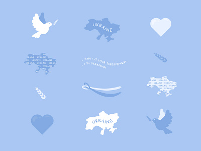 Ukrainian symbols illustration set graphic design icon illustration symbol ukraine