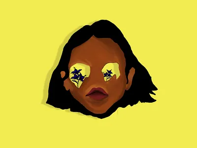 Floral Face art artwork faace flower illustration yellow