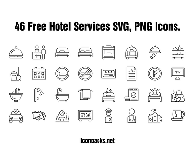 46 Free Hotel Services SVG, PNG Icons free resources freebies graphic design hotel hotel services icon pack icon set icons png icons svg icons vector