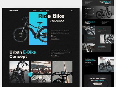 Electric Bike - Product Landing Page (Dark Version) dark design header home page interface landing page landingpagedesign light minimal product product design product page ui uiux ux vintage web web design webdesign website