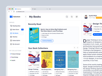 Bukstore - Digital Book Library Dashboard book buy clean course dashboard design education learn news premiun product design read reading sell store thinking ui ux web website