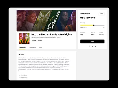 Vent application bazen agency bitcoin blockchain crowdfunding crowdfunding platform crypto crypto app crypto wallet cryptocurrency defi design system eth finance financial management fintech grid responsive uiux vent website design