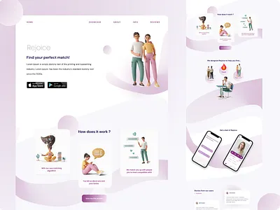 Dating application landing page design ui ux website