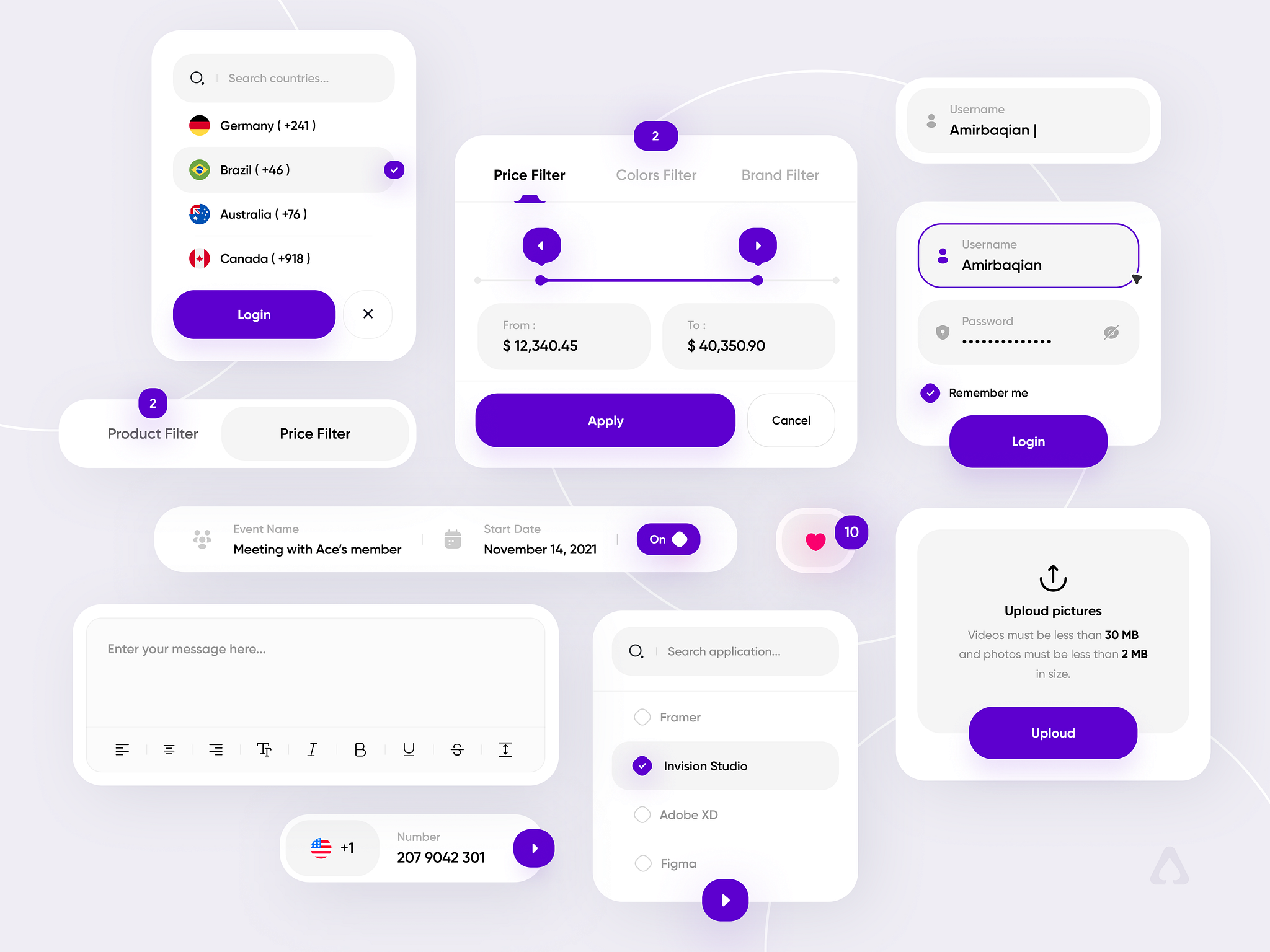 Input Components for Website. by Amir Baqian for Awsmd on Dribbble