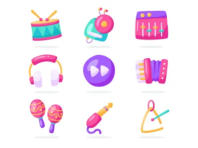 Music Icon Vector Set branding flat freelance graphic design icon illustration music project ui vector