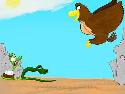 snake illustration! angry animal character character design desert design eagle egg fly graphic design illustartion challengs illustration man protect scary sky snake stone vector woman