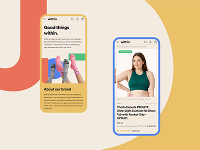 Within - Mobile Designs brand branding colors design ecommerce ecommerce design fashion logo marketplace mobile designs mobile ecommerce pact shop shopify store ui underwear ux web within