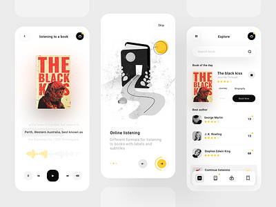 App for reading and listening to books"Hedwig" app branding design graphic design illustration ui ux vector