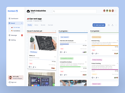 Dashboard Kanban Board blue dailyui dashboard kanbanboard ui uiux web design