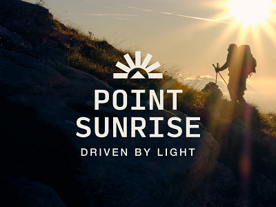 Point Sunrise Logo Design apparel brand branding clothing exercise fashion fitness hiking identity lifestyle logo mark minimalist outdoor sport sun sunrise sunset type typography