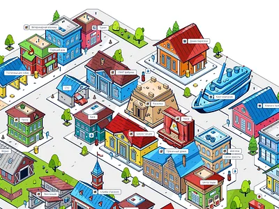 Green park 2d art creative design drawing illustration isometric vector