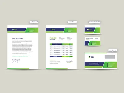 Business Branding stationary design adobe indesign branding branding stationary business card envelope illustration invoice letterhead print design