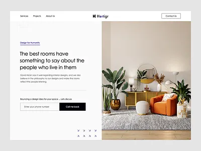 Minimalist Landing page | Interior Design Agency elegant design formal interior design landing page minimalist real estate ui ui design web design website