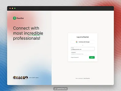 Redesign: Peerlist Login designer portfolio developer portfolio landing page login page design onboarding professional network resume resume builder signup