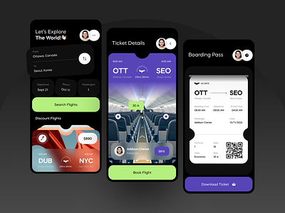 Flight Booking App Design aiplane airline app application boarding booking booking app clean flight interface ios minimal mobile app plane product schedule startup tickets tickets app travel