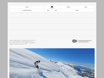 Burton Snowboards - Web Redesign Concept animation app branding burton design graphic design illustration logo minimal motion graphics ui ux vector web design