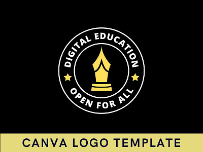 Premade Digital Education Canva Logo Template badge logo brand identity branding canva design education logo logo design logo template logomark modern logo template