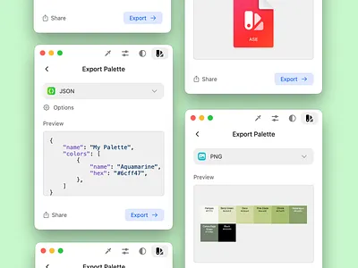 Color Palette Export UI app app design ase clean color palette color picker design export green json macos minimal options png preview share swiftui ui ux