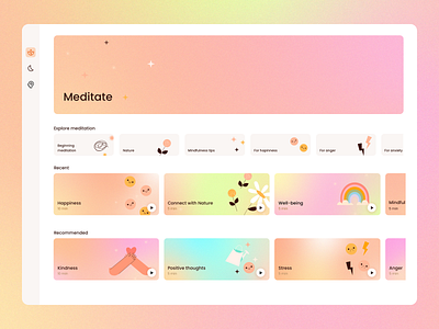 Meditation🧘‍♀️ - colorful app design app clean clean ui colorful colors dashboard app gradient gradient color happiness happy illustration meditation mental health minimal mobile trend trending ui ui design uidesign